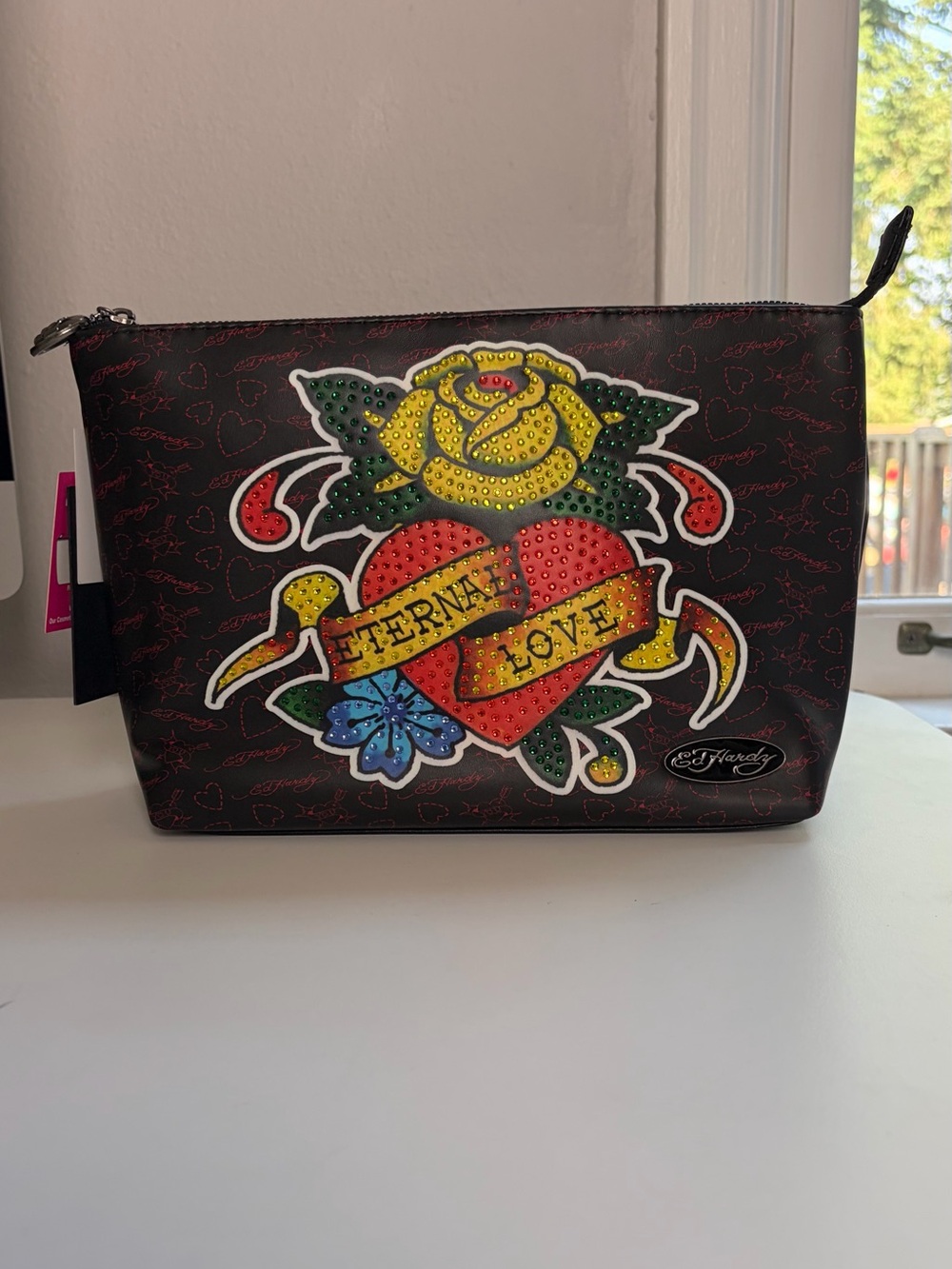 NWT Ed Hardy Bedazzled Cosmetic Pouch